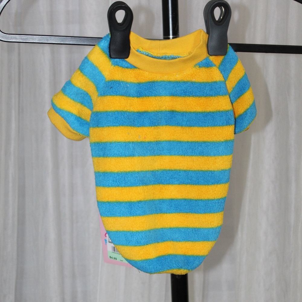 Petcircle Fleece Blue/Yellow Stripe Shirt.  Sz. S